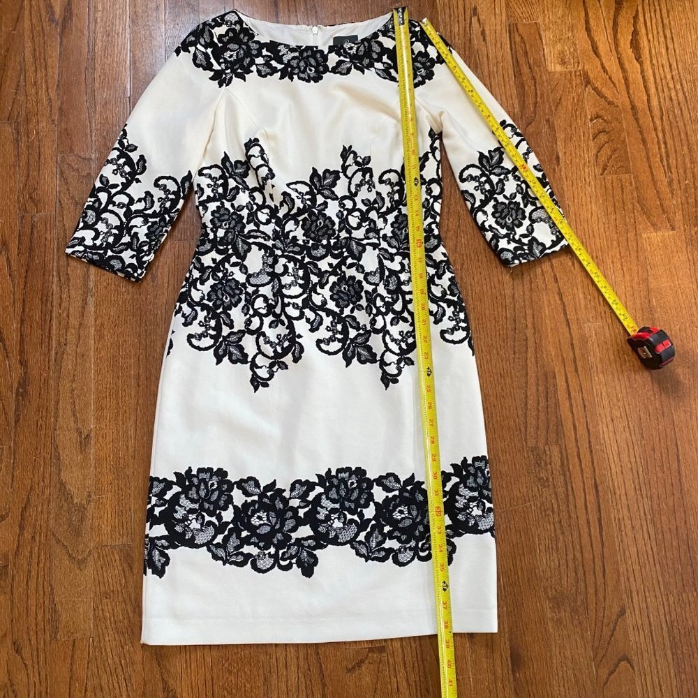 Adrianna Papell Womens Dress Size 8 Floral Lace 3/4 Sleeve Sheath Cocktail Party - Picture 11 of 12